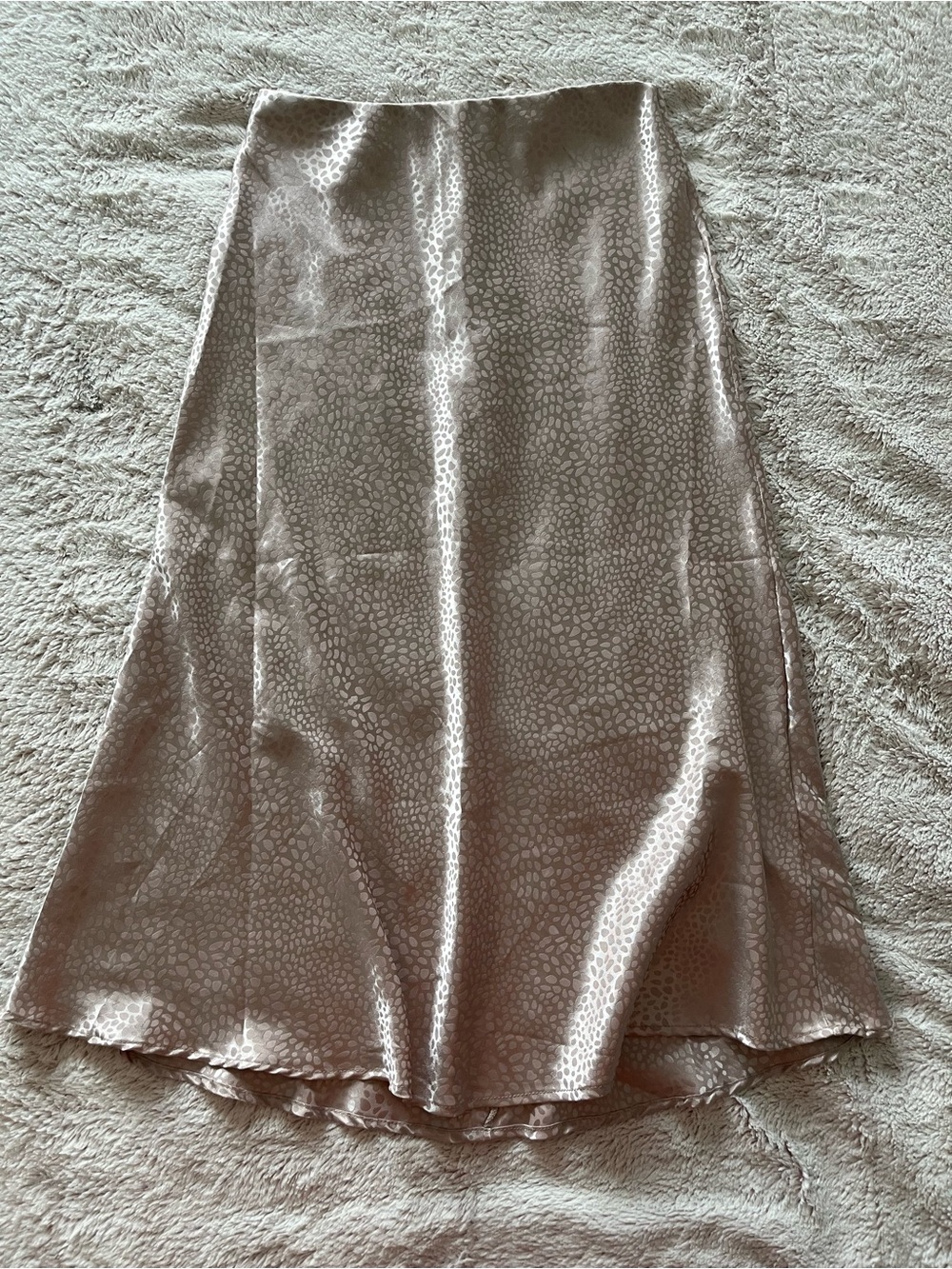 Papermoon Satin Midi Skirt in Light Taupe with Subtle Animal Print